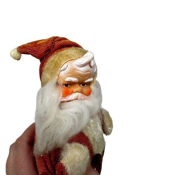 VTG Rubber Face Santa Suit Plastic Boots 10" Bendable Arms Faded Japan - Picture 7 of 8
